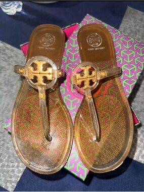 Tory Burch Brown Miller Flat Thong Sandals